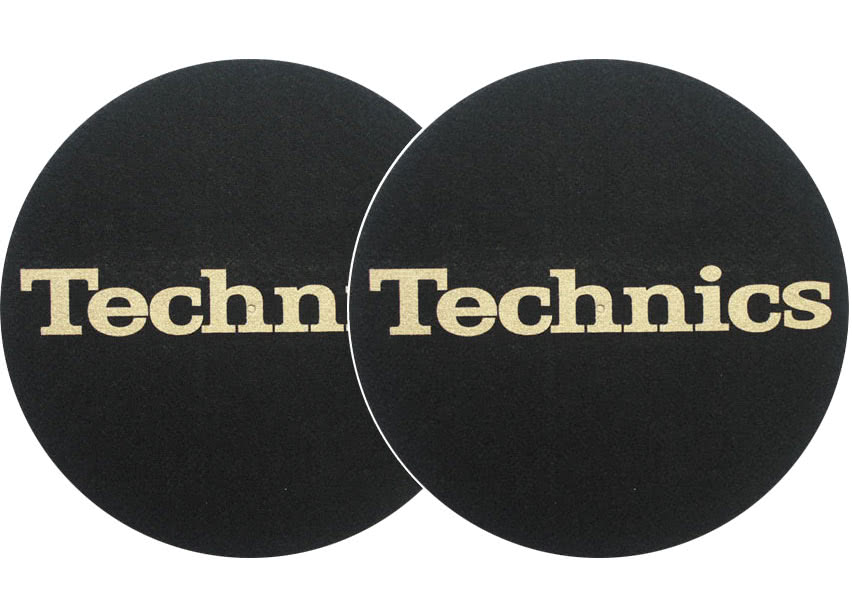 Slipmats Technics Logo Weiss auf schwarzem Hintergrund 1 Paar 